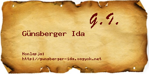 Günsberger Ida névjegykártya